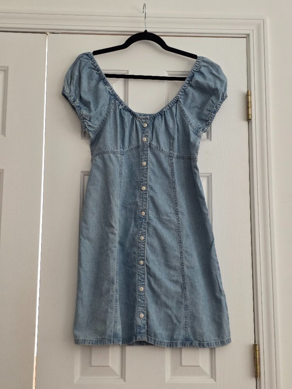 Madewell Denim Mini Dress – Button Front Puff Sleeve Chambray Dress - NWT